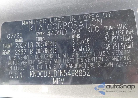 2022 Kia Niro Plug-In Hybrid Ex из США, поврежденный, VIN KNDCD3LD1N5498852